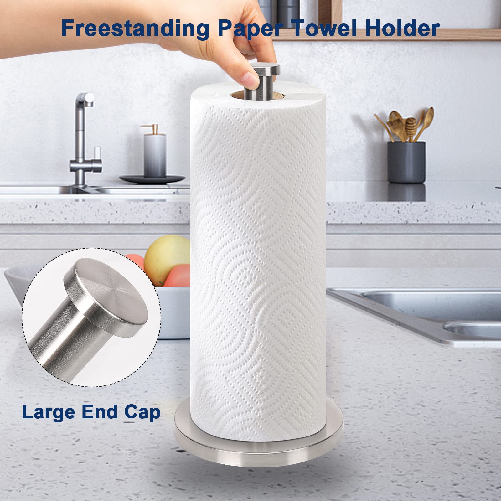 Nearmoon Standing Paper Towel Holder, Kitchen Paper Towel Roll Holder- For Bathroom Kitchen Countertop, Standard Or Jumbo-Sized